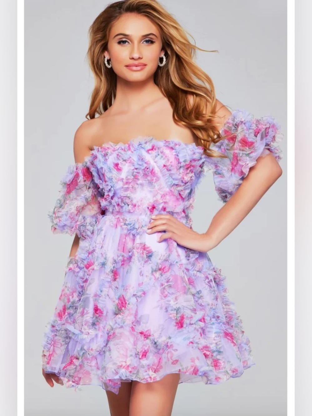Strapless Fit and Flare Floral Cocktail Dress